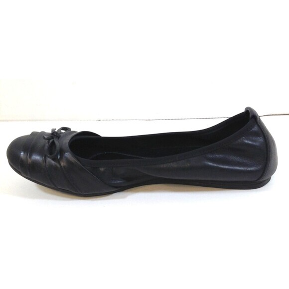 Born Flats Wn 9M Black Leather Ballet Casual Slip On Shoes Flats Bow Comfy - Picture 8 of 13
